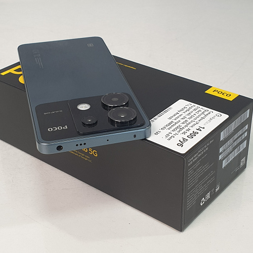 Смартфон (Poco, X6 5G, Qualcomm Snapdragon  7s Gen 2, 8x2.4 GHz, 8Gb, 256Gb, 6.67", 5100 mAh, 0%, хорошее, Коробка, чехол, AMOLED, 120 Гц,  Dolby Atmos)
